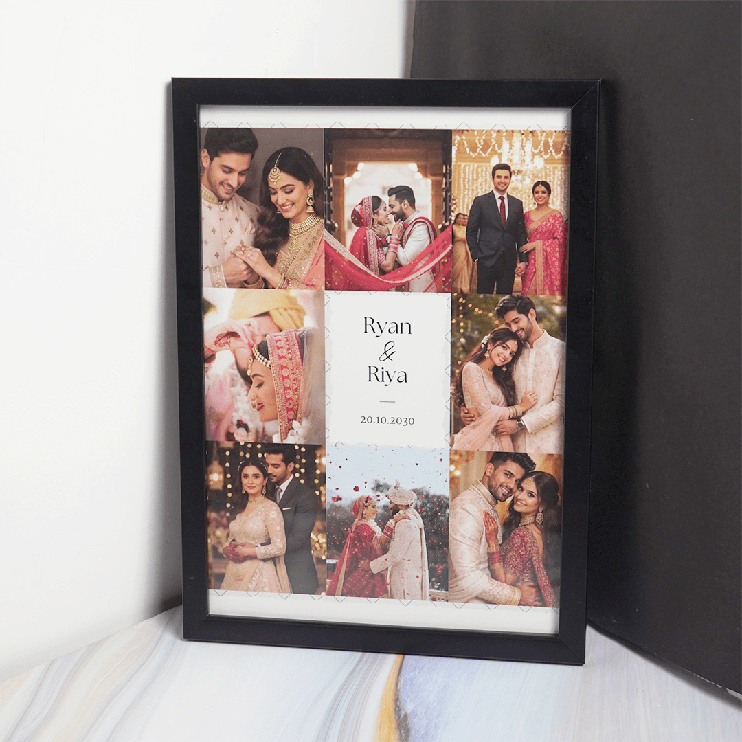 Personalized Wedding Photo Collage Frame with Names | Custom Couple Memory Frame - Memories InsitePERSONALIZED WEDDIN PHOTO FRAME